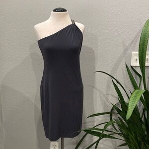Calvin Klein One-Shoulder Charcoal Dress 4